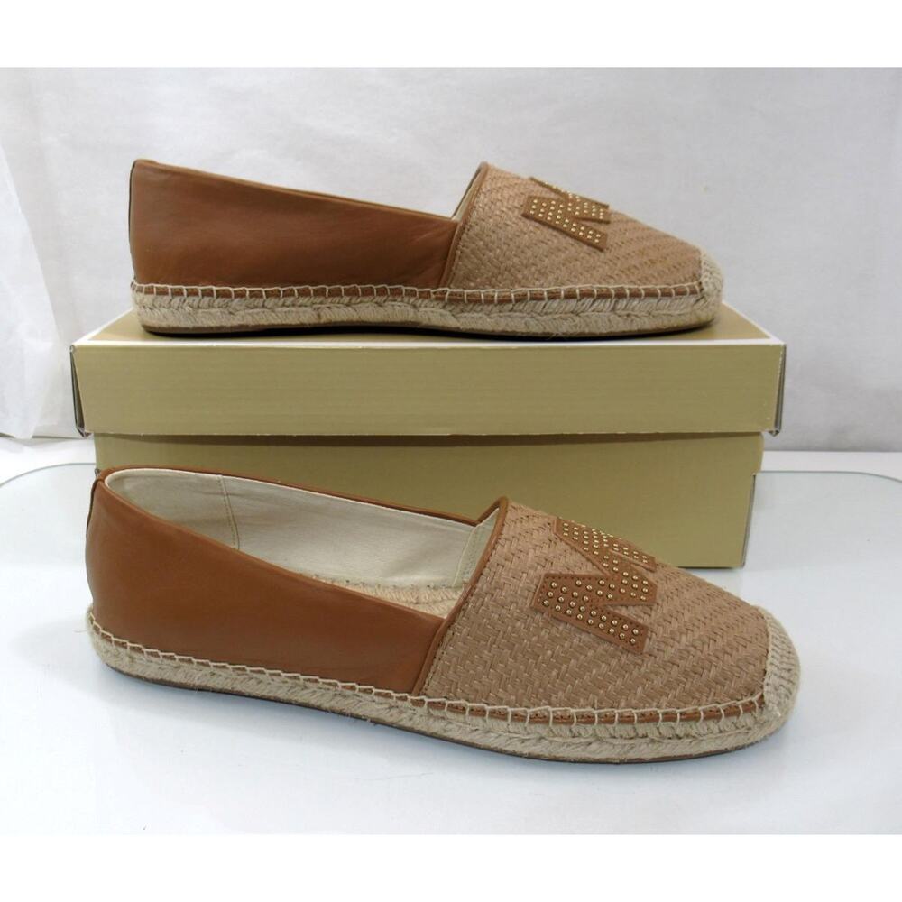 Michael Kors Kendrick Toe Cap Espadrille Flat Shoes MK Natural / Acorn Size 9.5 - Picture 3 of 7